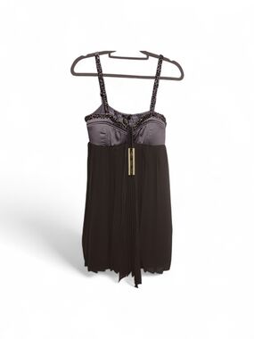 Esley Gray Mini Dress with Beaded Accents